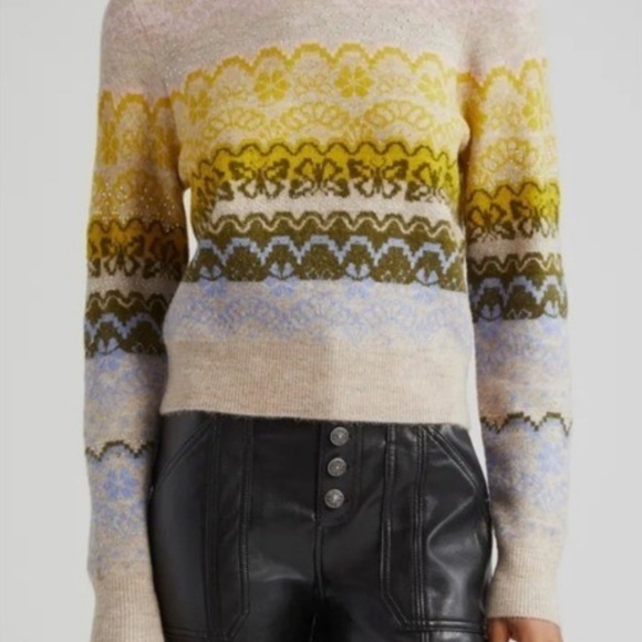 Cinq à Sept Women's Lace Fair Isle Pullover Size l - Picture 4 of 8